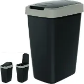 Prosperplast - Prullenbak / Afvalbak 12L - Zwart met lichtbruin frame