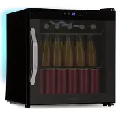 Klarstein Coachella 50 Onyx Dranken Koelkast - 47L Slimme Dranken Koelkast met WiFi, LED Verlichting, Touch Control, 5-18 °C Koeling, Panoramische Glazen Deur, Zwart