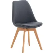 CLP Linares Eetkamerstoel - Design Keukenstoel - Scandinavisch Kuipstoel - Houten Poten Stof/donkergrijs