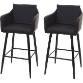 MCW Set van 2 barkrukken -H93, barkruk, tegenkruk, metalen voetensteun ~ kunstleer zwart