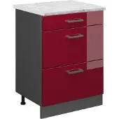 Vicco Keukenonderkast R-Line Rode hoogglans 60 cm WB Marmer, Model 46970