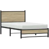 vidaXL Metalen bed zonder matras, Sonoma-eikenhout, 100x190 cm