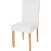 MCW Littau eetkamerstoel, keukenstoel, kunstleer ~ wit mat, lichtgekleurde poten