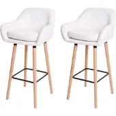 Mendler Set van 2 barkrukken Malmö T381, barkruk/barstoel kunstleer, wit