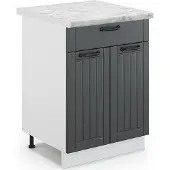 Vicco Keukenonderkast Fame-Line Antraciet landhuis 60 cm met lade, WB Marmer, Model 46962