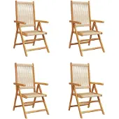 vidaXL Tuinstoelen 4 st verstelbaar massief acaciahout beige