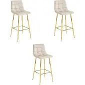 Leobert ARCETO kruk - beige fluweel / GOUDEN poten x 3