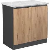 Vicco R-Line Wastafelkast – 80 cm AP Marmer Krachtige eik goud