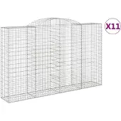 vidaXL Gabionen met boogvorm, 11 stuks, 300x50x180/200 cm, verzinkt staal