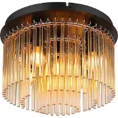 Globo Zwarte plafondlamp Gorley met amberglas Ø 32cm