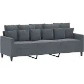 vidaXL Driezitsbank 180 cm fluweel donkergrijs