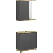 Vicco Livia Badkamermeubelset – 2 delen Antraciet/eiken