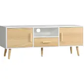 HOMCOM -TV-meubel-120x37x45,5cm-spaanplaat-natuurlijk hout