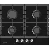 Heinner HBH-M421IRFGBK inbouw gasfornuis, 60 cm, 4 branders, elektronische ontsteking, zwart glas