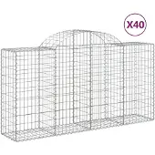 vidaXL Gabionen met boogvorm, 40 stuks, 200x50x100/120 cm, verzinkt staal