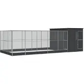 vidaXL Volière met verlengstuk 704x303x216 cm staal zilverkleurig