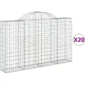 vidaXL Gabionen met boogvorm, 20 stuks, 200x30x120/140 cm, verzinkt staal