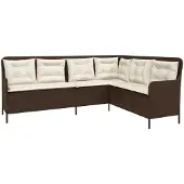 vidaXL Tuinbank met kussens L-vormig poly rattan bruin