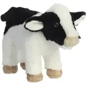 Aurora Knuffeldier koe - pluche knuffel - zwart/wit - 26 cm - knuffeldieren - boerderij dieren