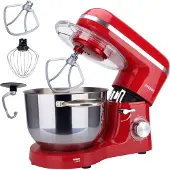 Arebos Keukenmachine - 1500W - Keukenrobot - 6L - Keukenmixer - Foodprocessor - Roestvrij Stalen Mengkom - 6 Snelheden - Rood