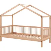 Vipack Huisbed Forrest | 90x200 Cm | Massief Beukenhout - - Huisbed - Bruin - Hout Eenpersoons Normaal Bed
