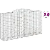 vidaXL Gabionen met boogvorm, 8 stuks, 300x50x160/180 cm, verzinkt staal