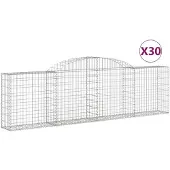 vidaXL Gabionen met boogvorm, 30 stuks, 300x30x80/100 cm, verzinkt staal