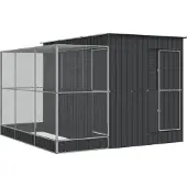 vidaXL Volière met verlengstuk zilver 290x303x216 cm staal