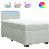vidaXL Boxspring met matras fluweel lichtgrijs 80x200 cm