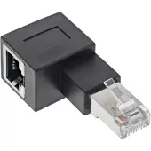 InLine STP CAT6a 10 Gigabit RJ45 haakse adapter - haaks naar links / zwart