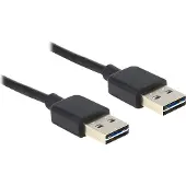 DeLOCK Easy-USB-A naar Easy-USB-A kabel - USB2.0 - tot 2A / zwart - 1 meter