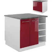 Vicco Fame-Line Keukeneiland – 90 cm zonder werkblad Bordeaux hoogglans/wit