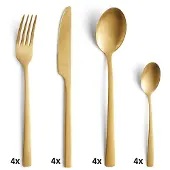 Amefa Manille Vintage - Goud - 16 delige bestekset - 4 persoons - RVS - Vaatwasmachinebestendig - 18/0