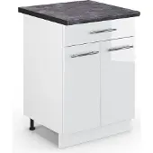 Vicco Keukenonderkast Fame-Line Wit Hoogglans 60 cm met lade, WB Antraciet, Model 45908