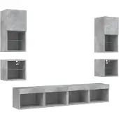 vidaXL 8-delige Tv-wandmeubelset met LED bewerkt hout betongrijs