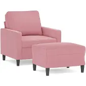 vidaXL Fauteuil met voetenbank 60 cm fluweel roze