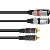 Omnitronic 3022522E XLR Adapterkabel [2x XLR-stekker 3-polig - 2x Cinch-stekker] 6.00 m Zwart
