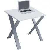 VCM Lona Bureau 80x80 cm X-frame wit/zilverkleurig.