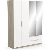 CALICOSY Kast met 4 deuren, 2 laden en 2 spiegels ghost l157,3 cm