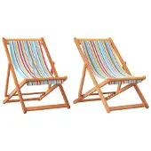 vidaXL Strandstoelen 2 st inklapbaar stof meerkleurig