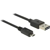 DeLOCK Easy-Micro USB naar Easy-USB-A kabel - USB2.0 - tot 2A / zwart - 2 meter