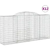 vidaXL Gabionen met boogvorm, 12 stuks, 300x50x140/160 cm, verzinkt staal