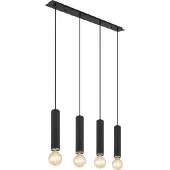 Globo Lighting hanglamp, metaal, mat zwart, 4x E27