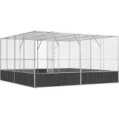 vidaXL Volière 418x414x212 cm staal zilverkleurig