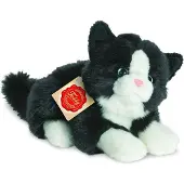 Teddy HERMANN® Hermann Teddy Knuffeldier kat/poes - zachte pluche stof - premium kwaliteit knuffels - zwart/wit - 20 cm