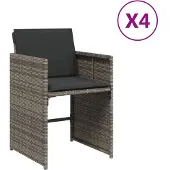vidaXL Tuinstoelen 4 st met kussens poly rattan grijs