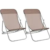 vidaXL Strandstoelen 2 st textileen en gepoedercoat staal bruin