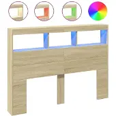 vidaXL Hoofdbordkast met LED-verlichting 140x17x102 cm sonoma eiken