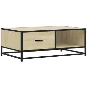 vidaXL Salontafel 90x57x35 cm bewerkt hout en metaal sonoma eiken