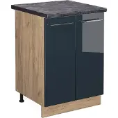 Vicco Keukenonderkast Fame-Line Donkerblauw hoogglans 60 cm , WB Antraciet, Model 48845